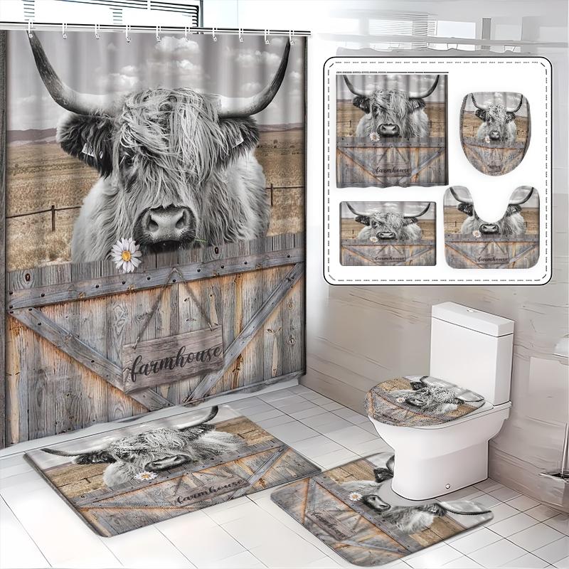 1/3/4 Buah Tirai Mandi Kreatif - Home Bathroom With Two Toilets ulasan dan harga