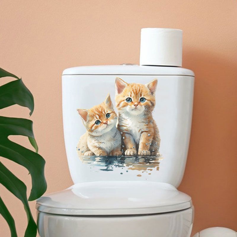 Stiker Dinding Dua Kucing Lucu - Home Bathroom With Two Toilets ulasan dan harga