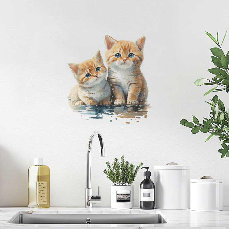 Stiker Dinding Dua Kucing Lucu - Home Bathroom With Two Toilets ulasan dan harga